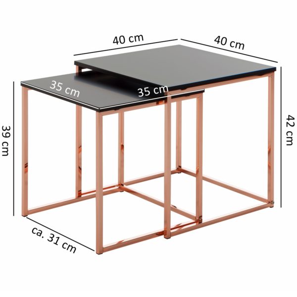 Table Cala Black / Copper Side Table Mdf / Metal 47922 Wohnling Satztisch Cala Schwarz Kupfer Wl 3