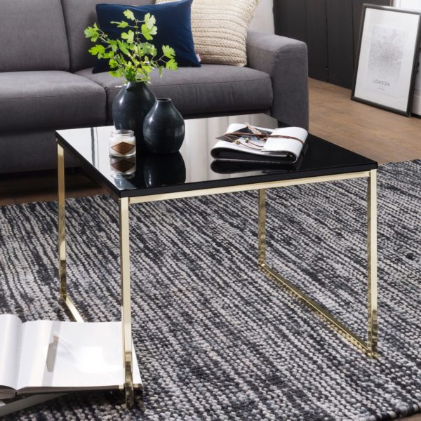 Coffee Table Riva 60X50X60 Cm Metal Wood Sofa Table Black / Gold 47928 Wohnling Couchtisch Riva 60X60X50 Cm Gold W 1