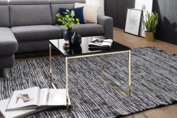 Coffee Table Riva 60X50X60 Cm Metal Wood Sofa Table Black / Gold 47928 Wohnling Couchtisch Riva 60X60X50 Cm Gold W 2