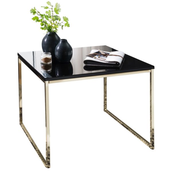 Coffee Table Riva 60X50X60 Cm Metal Wood Sofa Table Black / Gold 47928 Wohnling Couchtisch Riva 60X60X50 Cm Gold W 3