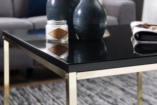Coffee Table Riva 60X50X60 Cm Metal Wood Sofa Table Black / Gold 47928 Wohnling Couchtisch Riva 60X60X50 Cm Gold W 5