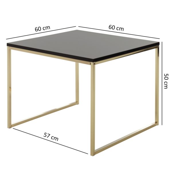 Coffee Table Riva 60X50X60 Cm Metal Wood Sofa Table Black / Gold 47928 Wohnling Couchtisch Riva 60X60X50 Cm Gold W 6