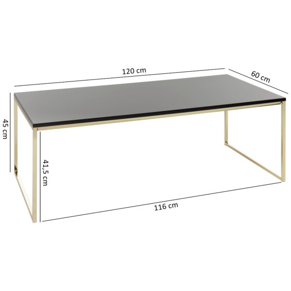 Coffee Table Riva 120X45X60 Cm Metal Wood Sofa Table Black / Gold 47930 Wohnling Couchtisch Riva 120X45X60 Cm Metall
