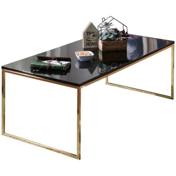 Coffee Table Riva 120X45X60 Cm Metal Wood Sofa Table Black / Gold 47930 Wohnling Couchtisch Riva 120X60X45 Cm Gold Wl
