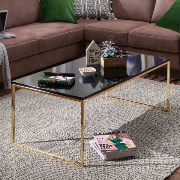 Coffee Table Riva 120X45X60 Cm Metal Wood Sofa Table Black / Gold 47930 Wohnling Couchtisch Riva 120X60X45 Cm Gold 1