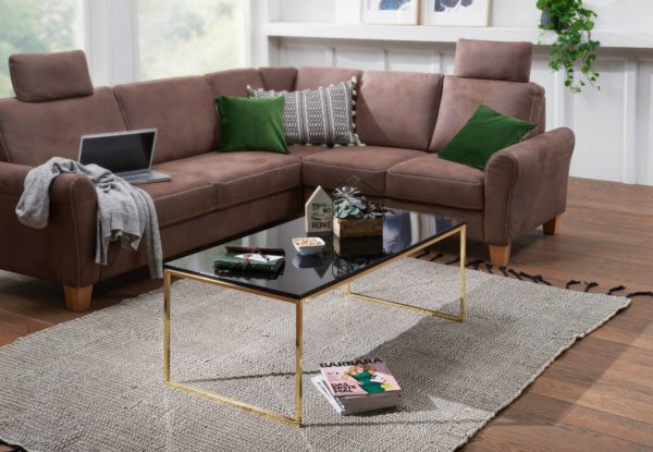 Coffee Table Riva 120X45X60 Cm Metal Wood Sofa Table Black / Gold 47930 Wohnling Couchtisch Riva 120X60X45 Cm Gold 2