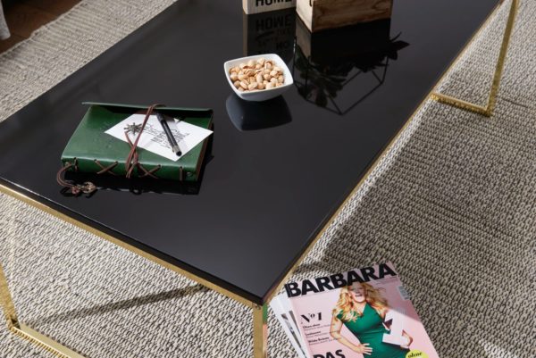 Coffee Table Riva 120X45X60 Cm Metal Wood Sofa Table Black / Gold 47930 Wohnling Couchtisch Riva 120X60X45 Cm Gold 4