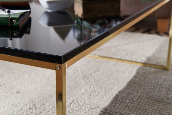 Coffee Table Riva 120X45X60 Cm Metal Wood Sofa Table Black / Gold 47930 Wohnling Couchtisch Riva 120X60X45 Cm Gold 5