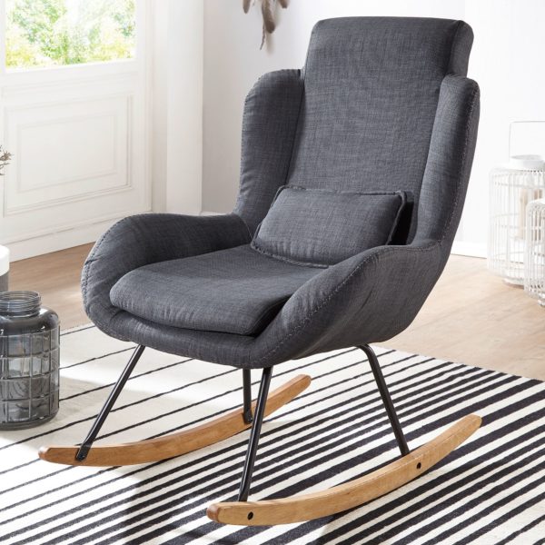 Rocking Chair Rocky Anthracite Design Relaxing Armchair 75 X 110 X 88,5 Cm 48257 Wohnling Schaukelstuhl Rocky Anthrazit Wl5 1