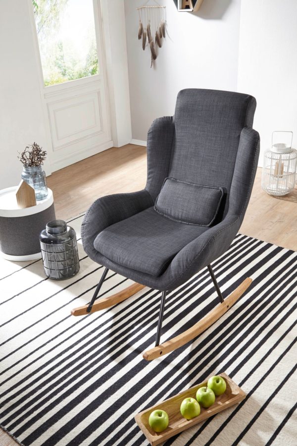 Rocking Chair Rocky Anthracite Design Relaxing Armchair 75 X 110 X 88,5 Cm 48257 Wohnling Schaukelstuhl Rocky Anthrazit Wl5 4