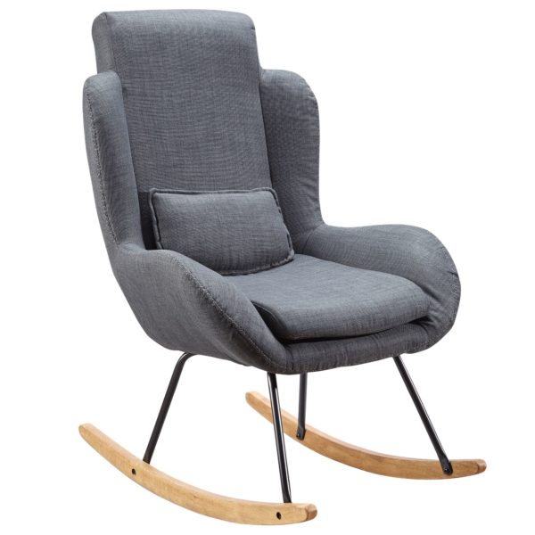 Rocking Chair Rocky Anthracite Design Relaxing Armchair 75 X 110 X 88,5 Cm 48257 Wohnling Schaukelstuhl Rocky Anthrazit Wl5 6