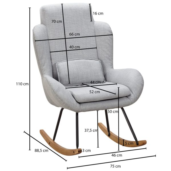 Rocking Chair Rocky Gray Design Relaxing Chair 75 X 110 X 88.5 Cm 48258 Wohnling Schaukelstuhl Rocky Grau Design Rela