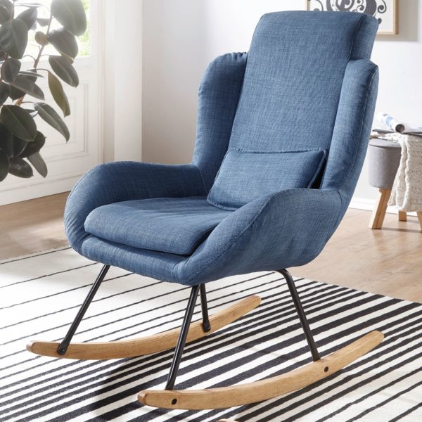 Rocking Chair Rocky Blue Design Relaxing Chair 75 X 110 X 88.5 Cm 48259 Wohnling Schaukelstuhl Rocky Blau Wl5 800 W 1