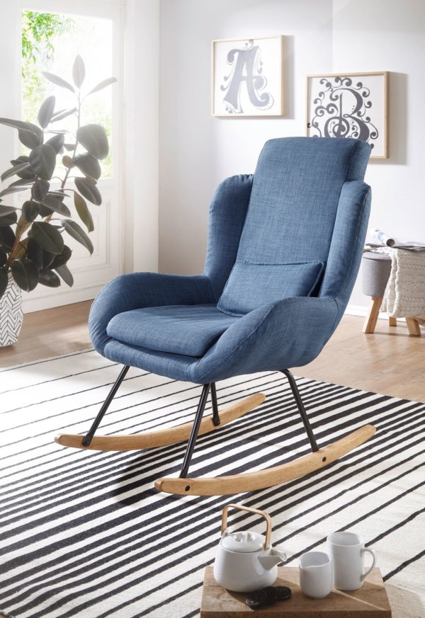 Rocking Chair Rocky Blue Design Relaxing Chair 75 X 110 X 88.5 Cm 48259 Wohnling Schaukelstuhl Rocky Blau Wl5 800 W 2