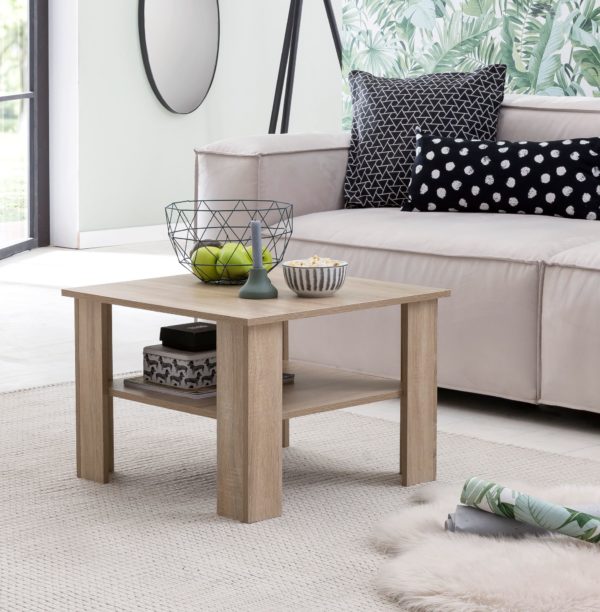 Coffee Table Sonoma Oak 60X42X60 Cm Design Wooden Table With Shelf 48493 Wohnling Couchtisch Gina 60X60X42 Cm Sonoma 2