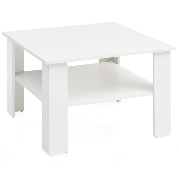 Coffee Table White 60X42X60 Cm Design Wooden Table With Shelf 48494 Wohnling Couchtisch Gina 60X60X42 Cm Weiss Wl