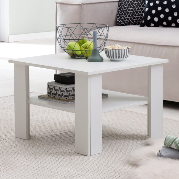 Coffee Table White 60X42X60 Cm Design Wooden Table With Shelf 48494 Wohnling Couchtisch Gina 60X60X42 Cm Weiss 1