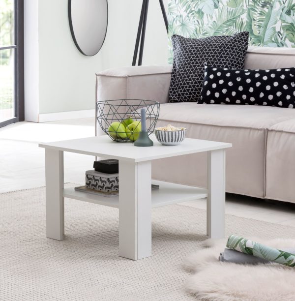 Coffee Table White 60X42X60 Cm Design Wooden Table With Shelf 48494 Wohnling Couchtisch Gina 60X60X42 Cm Weiss 2