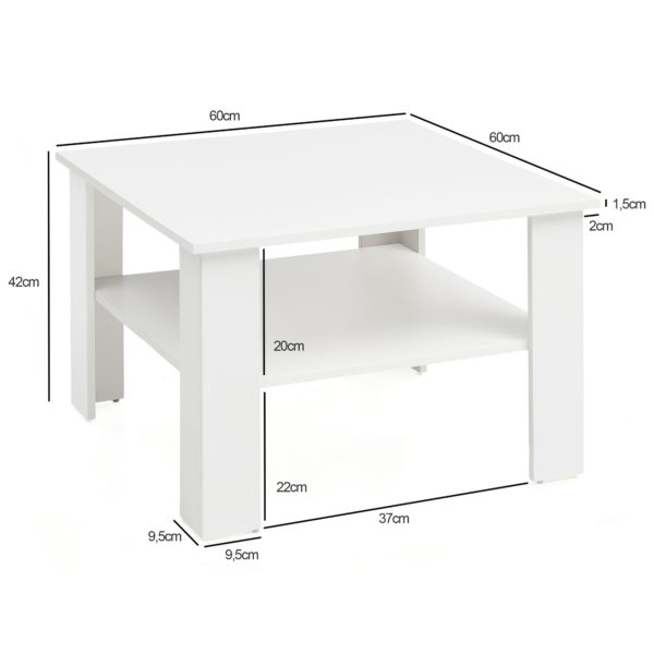 Coffee Table White 60X42X60 Cm Design Wooden Table With Shelf 48494 Wohnling Couchtisch Gina 60X60X42 Cm Weiss 3