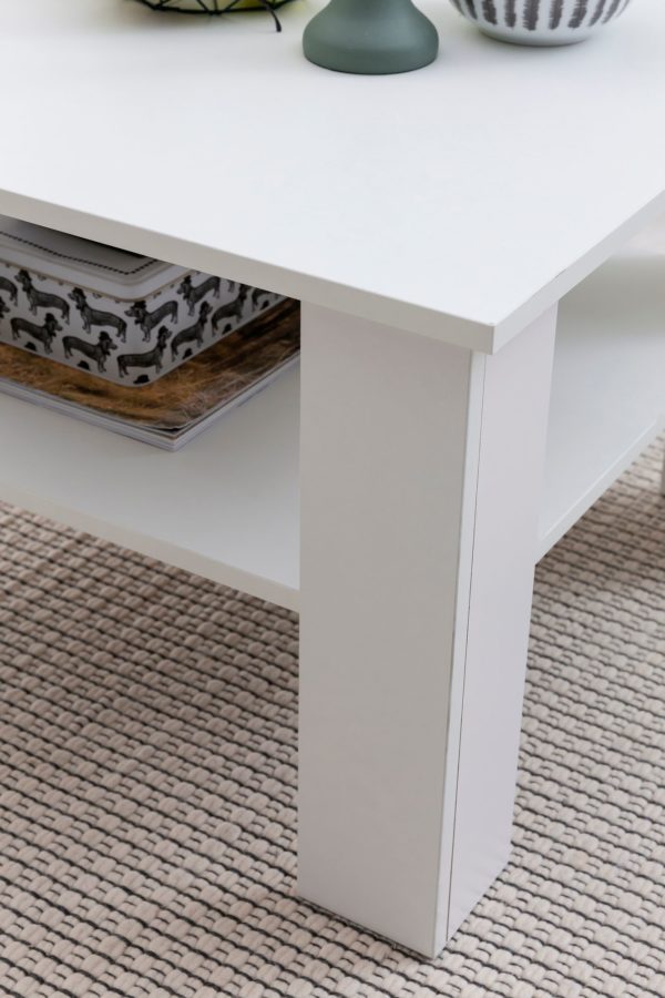 Coffee Table White 60X42X60 Cm Design Wooden Table With Shelf 48494 Wohnling Couchtisch Gina 60X60X42 Cm Weiss 5
