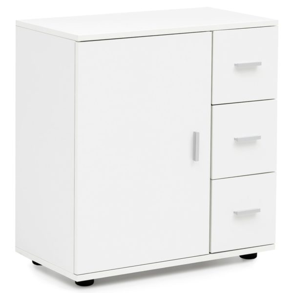 Cabinet White 60X65,5X33 Cm Midi Cabinet With Door &Amp; Drawers 48585 Wohnling Badschrank Alia 60X33X60 8 Cm Weiss Wl5 877 Wl5 877