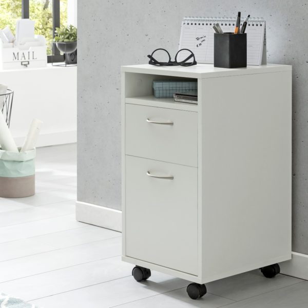 Roll Container White 33X63X38 Cm Desk Base Cabinet Wood 48617 Wohnling Rollcontainer Lola 33X38X63 Cm Weiss Wl5 901 Wl5 901 1