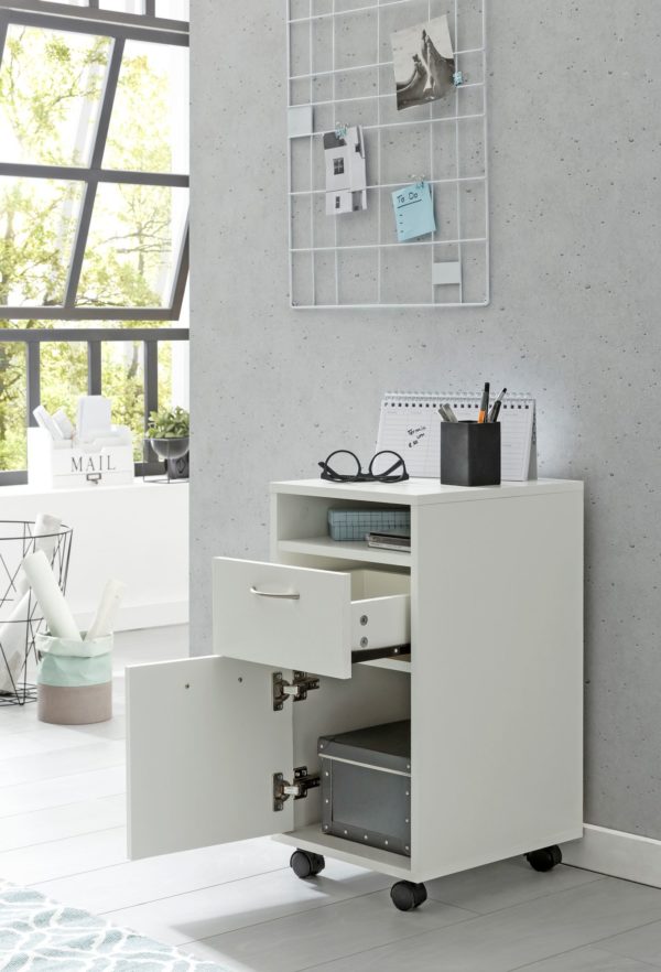 Roll Container White 33X63X38 Cm Desk Base Cabinet Wood 48617 Wohnling Rollcontainer Lola 33X38X63 Cm Weiss Wl5 901 Wl5 901 4