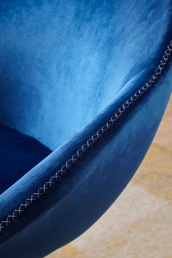 Chair Sarin Velvet Blue / Gold 70X79X70 Cm Design Swivel Chair 48685 Wohnling Loungesessel Sarin Stoff Blau Bas 5