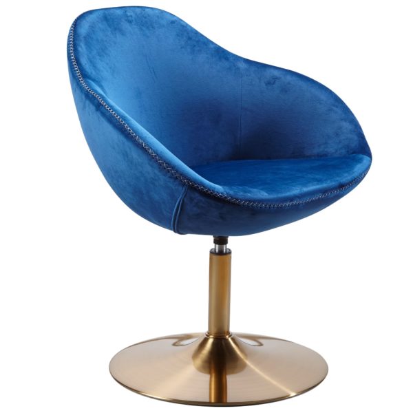 Chair Sarin Velvet Blue / Gold 70X79X70 Cm Design Swivel Chair 48685 Wohnling Loungesessel Sarin Stoff Blau Bas 6