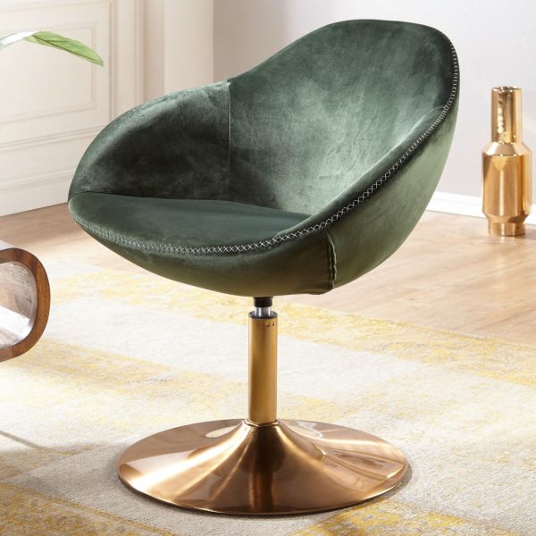 Chair Sarin Velvet Green / Gold 70X79X70 Cm Design Swivel Chair 48686 Wohnling Loungesessel Sarin Stoff Gruen Ba 1