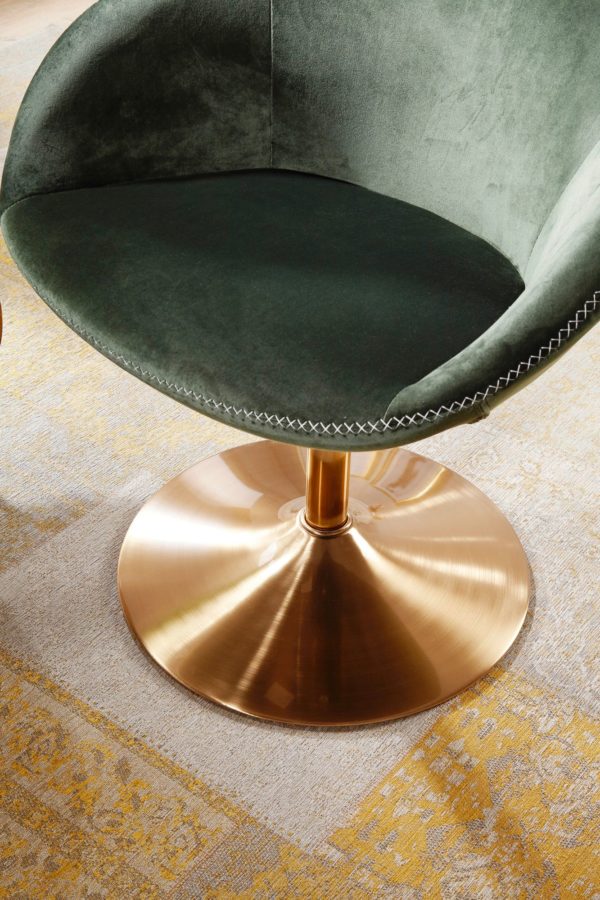 Chair Sarin Velvet Green / Gold 70X79X70 Cm Design Swivel Chair 48686 Wohnling Loungesessel Sarin Stoff Gruen Ba 5