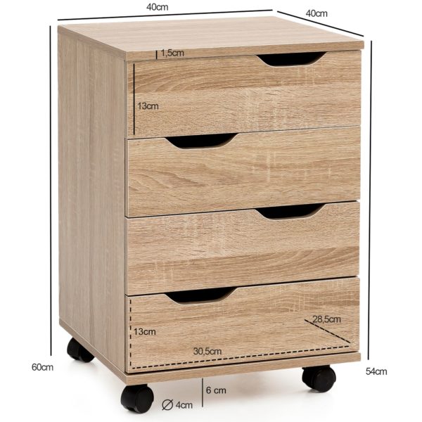Roll Container Sonoma 40X60X40Cm Drawer Cabinet Office Container 50140 Wohnling Rollcontainer Haruko 40X40X59 Cm S 3