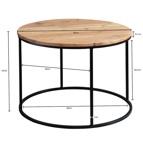 Coffee Table 60X43X60 Cm Acacia Solid Wood / Metal Coffee Table 51990 Wohnling Couchtisch Akazie 60X60X43 Cm Wl5 959 Wl5 959 3