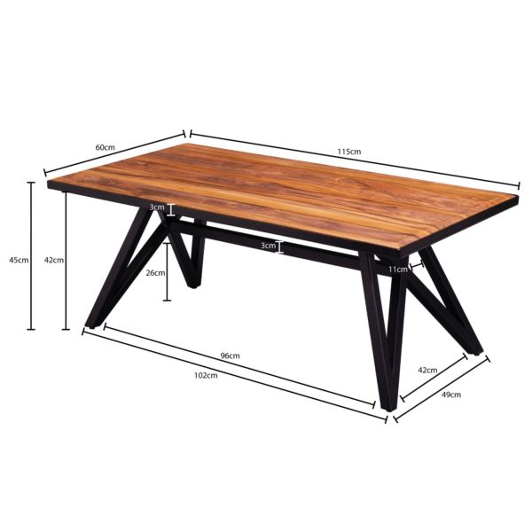 Coffee Table Sheesham Solid Wood 115X45X60 Cm Metal Coffee Table 51997 Wohnling Couchtisch Sheesham 115X60X45 Cm Wl5 944 Wl5 944 3