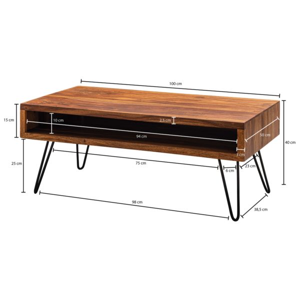 Coffee Table 100X40X50 Cm Sheesham Solid Wood / Metal Coffee Table 52018 Wohnling Couchtisch Sheesham 100X50X40 Cm Wl5 969 Wl5 969 3