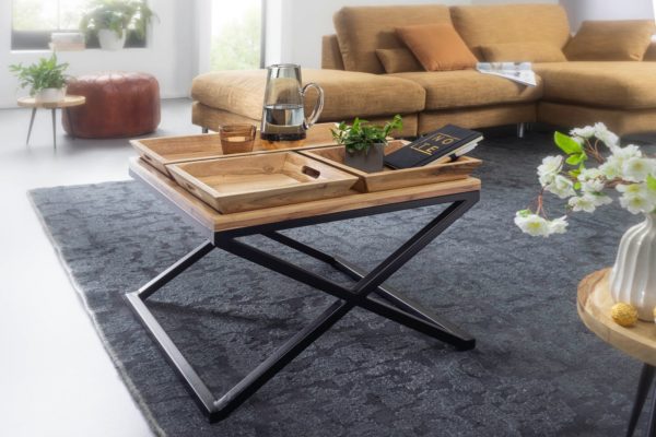 Coffee Table Acacia Solid Wood 60X47.5X60 Cm / Metal Table 52022 Wohnling Couchtisch Akazie 60X60X47 Cm Wl5 972 Wl5 972 2
