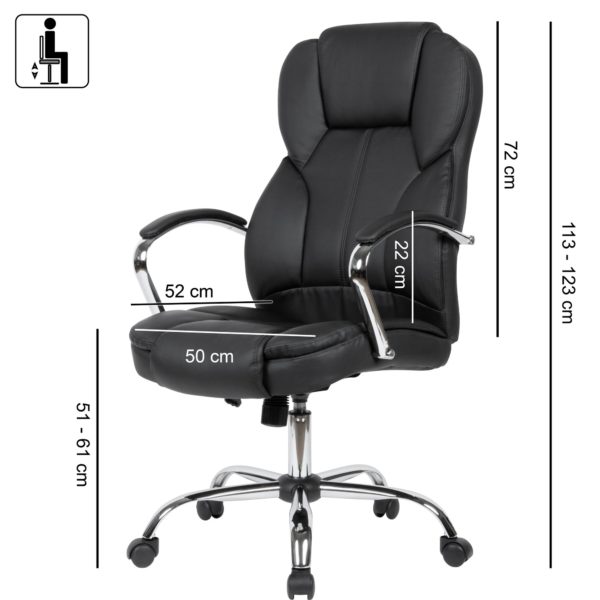 Black Ergonomic Desk Chair 52190 Amstyle Buerostuhl Verchromter Arm Spm1 411 Spm1 411 8