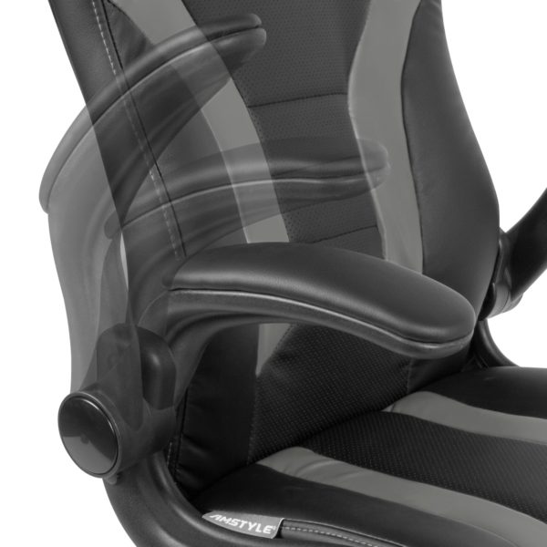 Gaming Swivel Chair Imitation Leather Black / Gray Desk Chair Up To 120 Kg 52238 Amstyle Buerostuhl Grau Spm1 418 Spm1 418 6