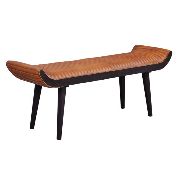 Bench Genuine Leather / Solid Wood Bench Brown 125X51X38 Cm Modern 52307 Wohnling Sitzbank Wl6 014 Wl6 014