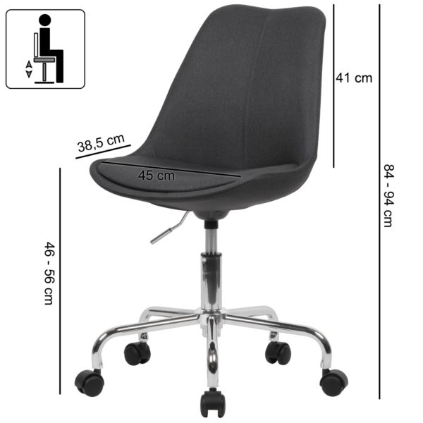 Swivel Chair Black Fabric 52394 Amstyle Schreibtischstuhl Schwarz Stoff Spm1 422 Spm1 422 3