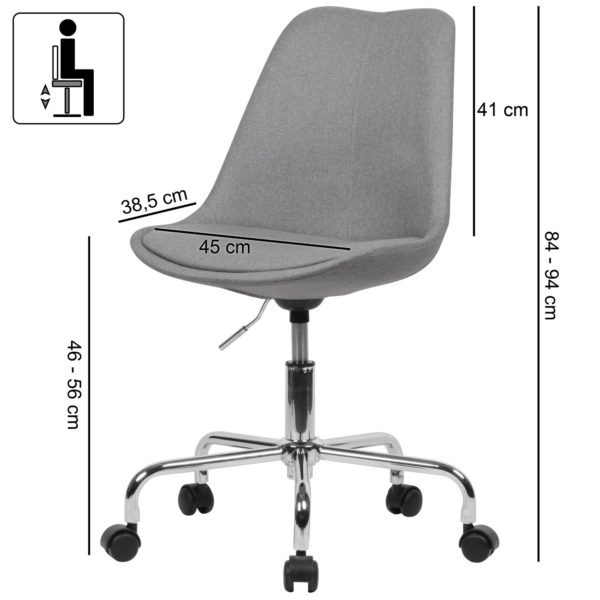 Swivel Chair Light Gray Fabric 52396 Amstyle Schreibtischstuhl Hellgrau Stoff Spm1 423 Spm1 423 3