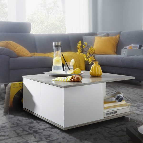 Design Coffee Table 70X70 Cm Cement Gray / White 52549 Wohnling Couchtisch 70X70X36 Cm Grau Weiss Wl6 065 Wl6 065 8