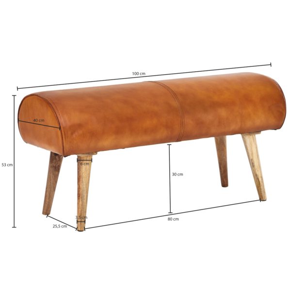 Bench Genuine Leather / Solid Wood Bench 100X53X40 Cm 52637 Wohnling Sitzbank 100X38X49 Cm Wl6 086 Wl6 086 3