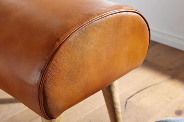 Stool Genuine Leather / Solid Wood 45 X 53 X 40 Cm Modern Leather Stool 52638 Wohnling Sitzhocker 45X38X49 Cm Wl6 087 Wl6 087 5