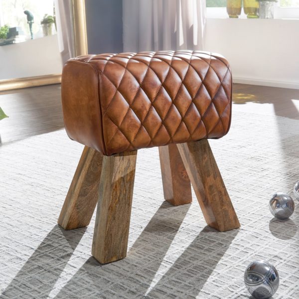 Stool Real Leather / Solid Wood 40X48X27 Cm Modern Footstool 52643 Wohnling Sitzbank 40X30X45 Cm Wl6 092 Wl6 092 1