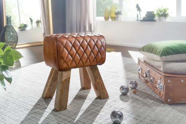Stool Real Leather / Solid Wood 40X48X27 Cm Modern Footstool 52643 Wohnling Sitzbank 40X30X45 Cm Wl6 092 Wl6 092 2