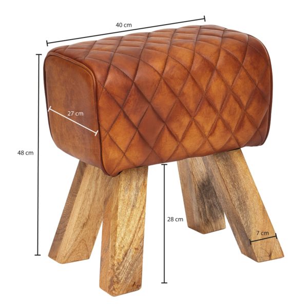 Stool Real Leather / Solid Wood 40X48X27 Cm Modern Footstool 52643 Wohnling Sitzbank 40X30X45 Cm Wl6 092 Wl6 092 3