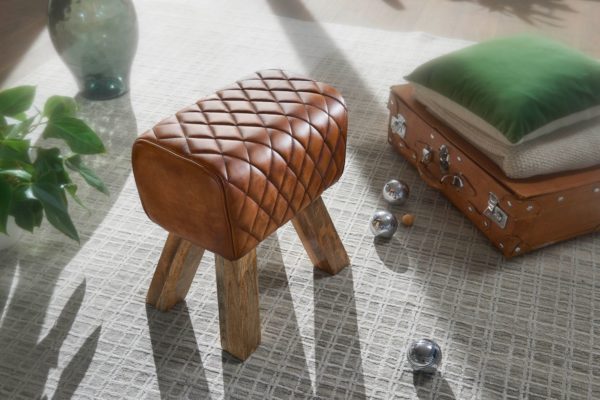 Stool Real Leather / Solid Wood 40X48X27 Cm Modern Footstool 52643 Wohnling Sitzbank 40X30X45 Cm Wl6 092 Wl6 092 4