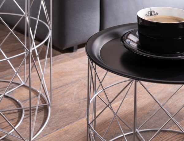Design Side Table Set Of 3 Baskets Black / Silver 52682 Wohnling Beistelltisch Mit Koerben 3Er Set Silber Wl6 073 Wl6 073 4