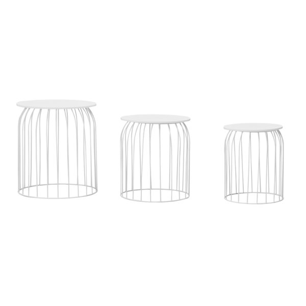 Design Side Table Set Of 3 Baskets Coffee Table White 52687 Wohnling Beistelltisch 3Er Set Weiss Wl6 078 Wl6 078